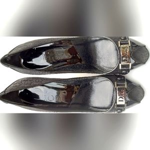 Christian Dior black peep toe pump.